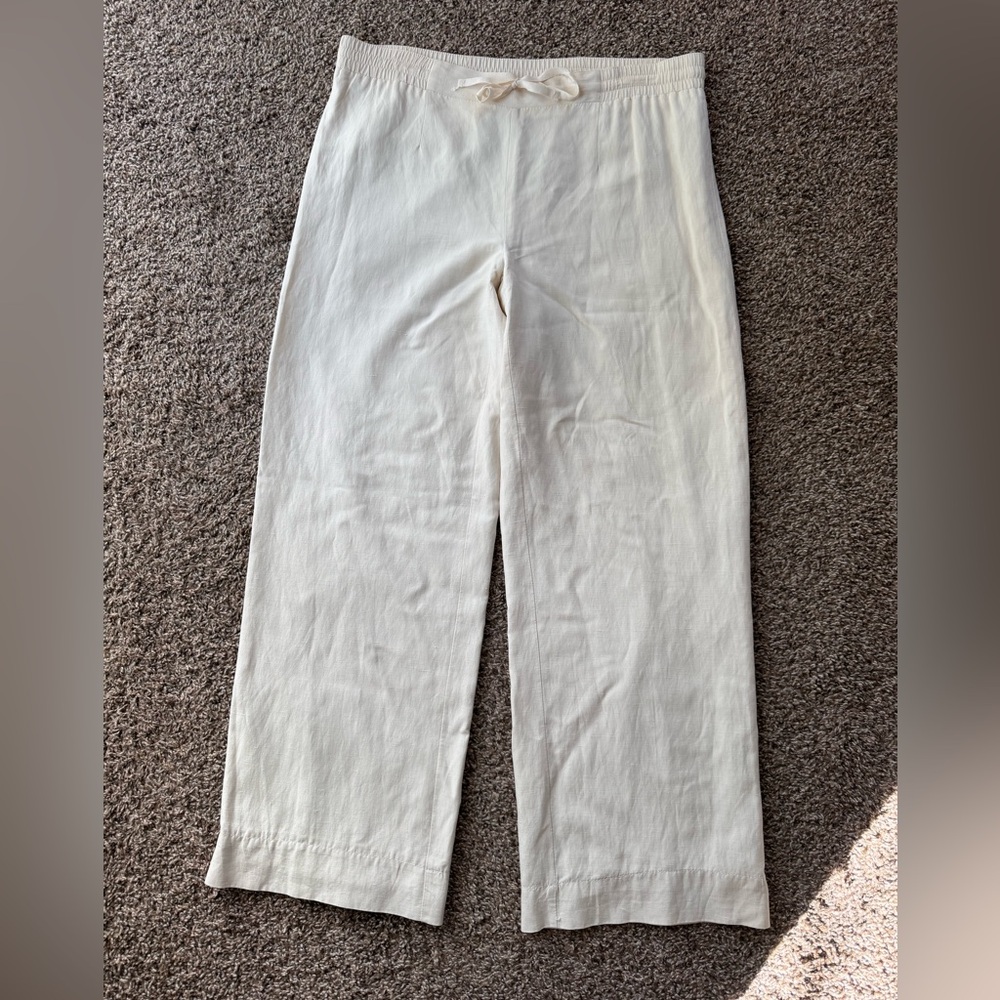 Coldwater Creek Silk Linen Drawstring Pants Size Medium
